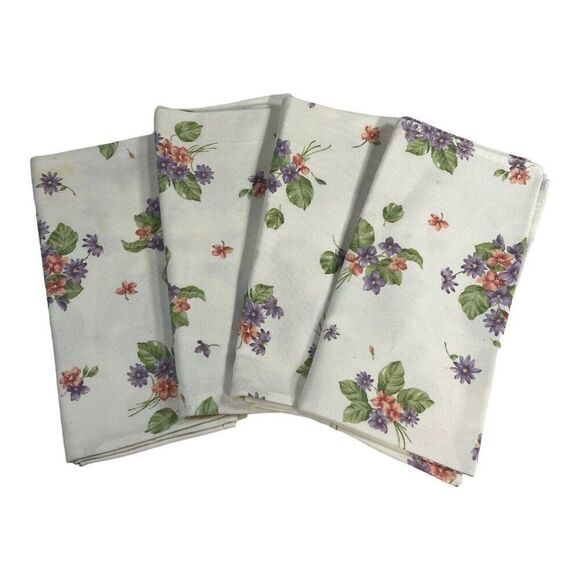 Set Of 4 Waverly Garden Room Pink Purple Floral Bouquet Cloth Napkins 20" READ - Picture 1 of 7